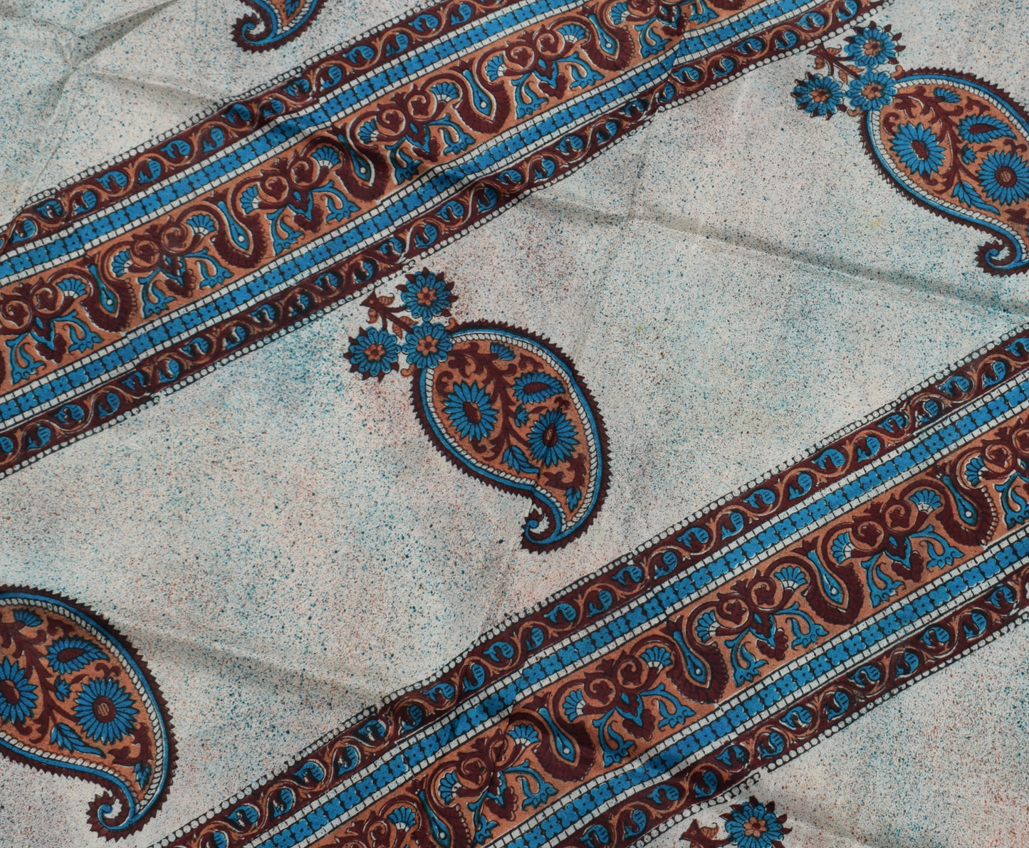 Sushila Vintage Off White Saree 100% Pure Silk Printed Paisley Soft Craft Fabric