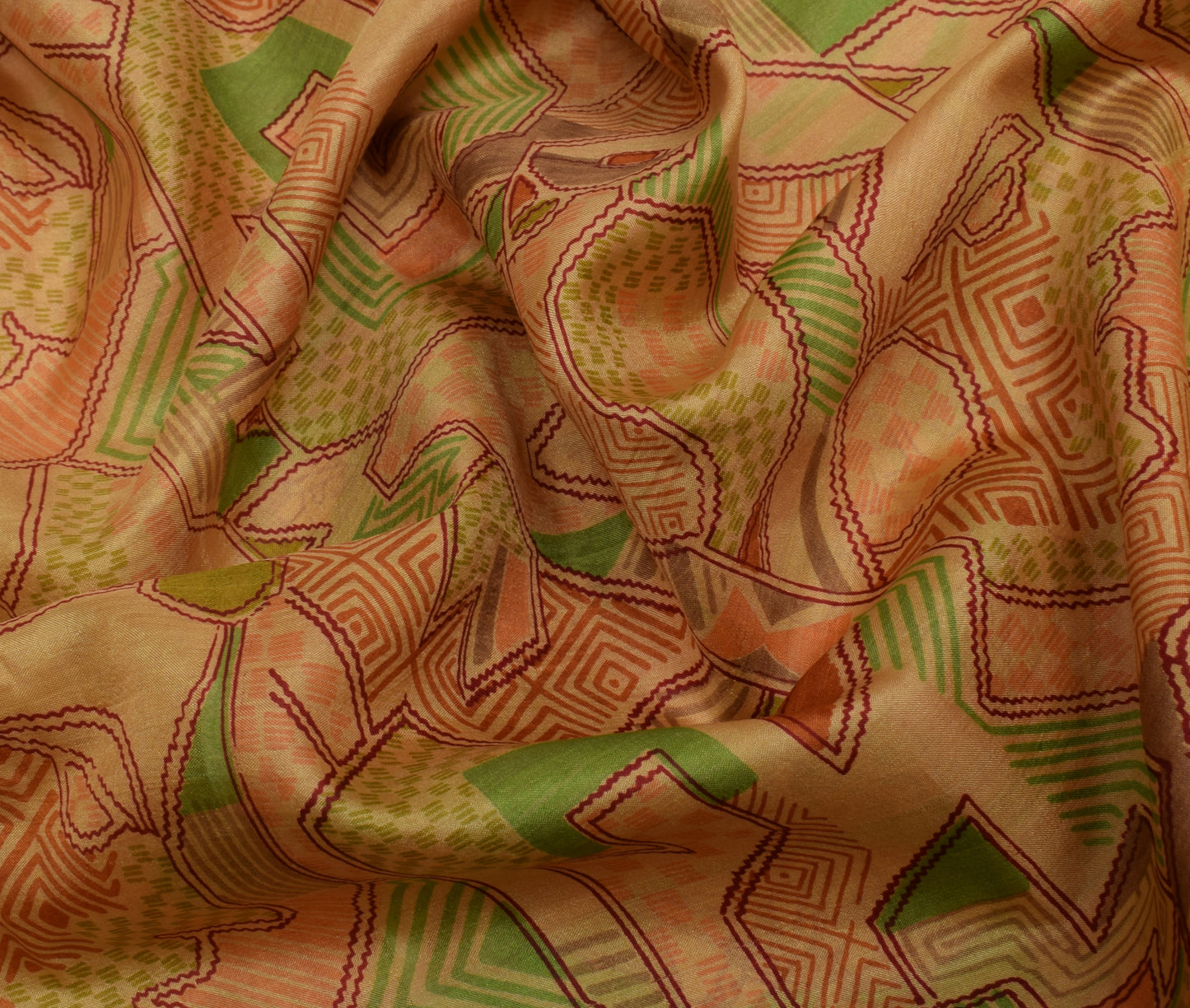 Sushila Vintage Indian Saree 100% Pure Silk Printed 5 Yard Soft Craft Fabric