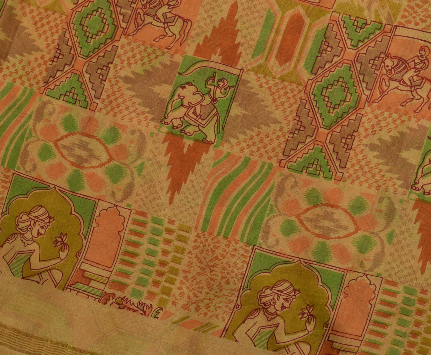 Sushila Vintage Indian Saree 100% Pure Silk Printed 5 Yard Soft Craft Fabric