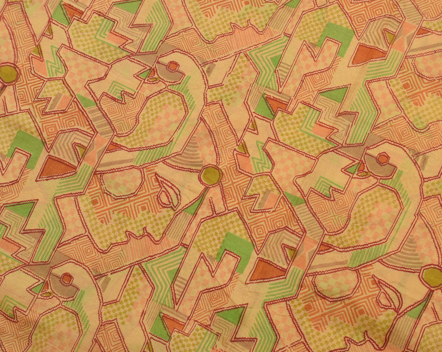 Sushila Vintage Indian Saree 100% Pure Silk Printed 5 Yard Soft Craft Fabric