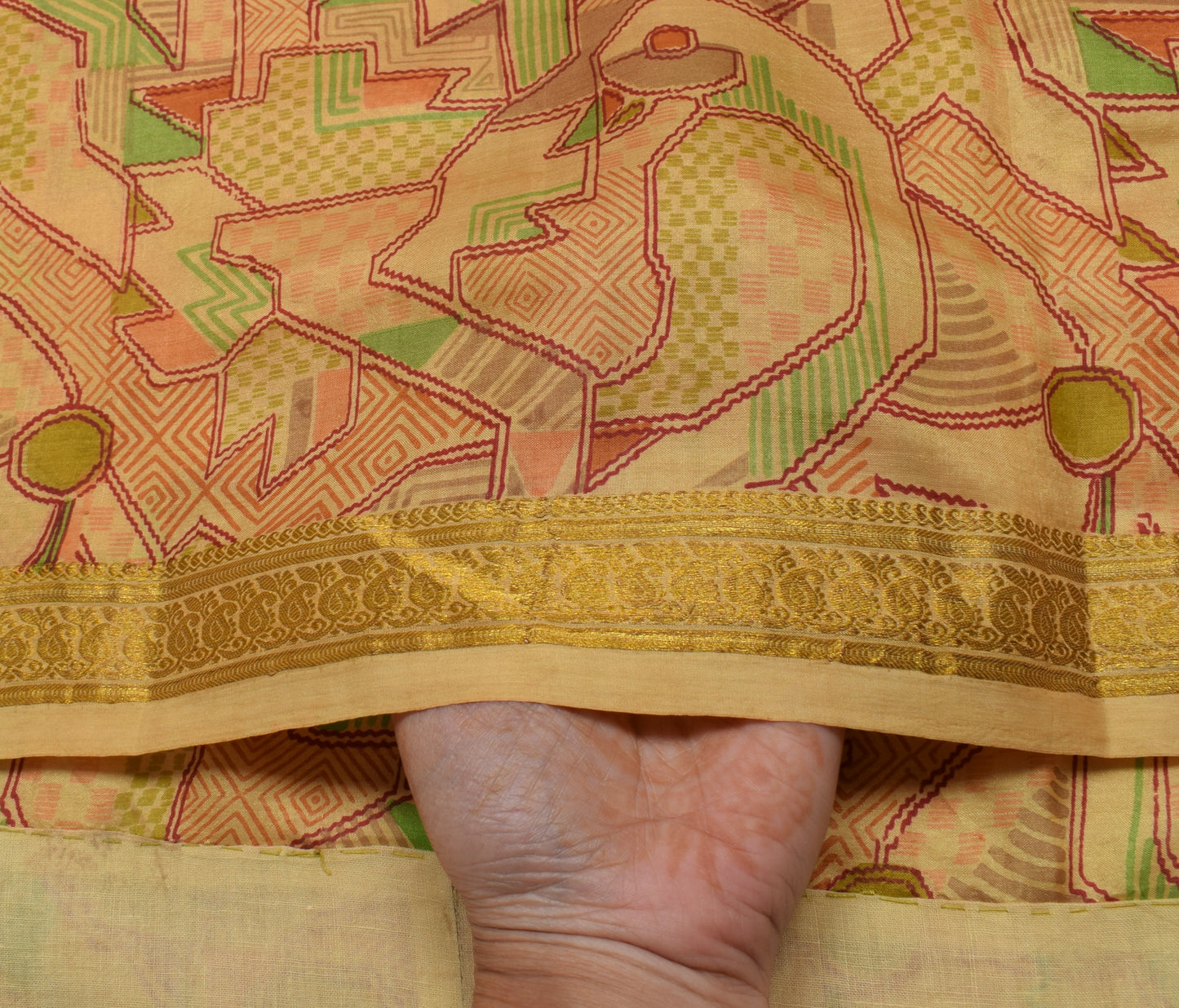 Sushila Vintage Indian Saree 100% Pure Silk Printed 5 Yard Soft Craft Fabric