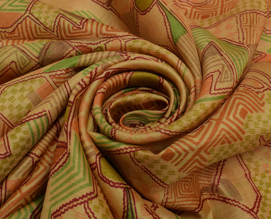 Sushila Vintage Indian Saree 100% Pure Silk Printed 5 Yard Soft Craft Fabric