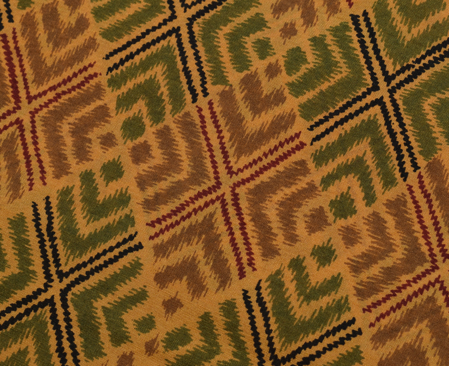 Sushila Vintage Mustard Saree 100% Pure Silk Printed 5 Yard Soft Craft Fabric
