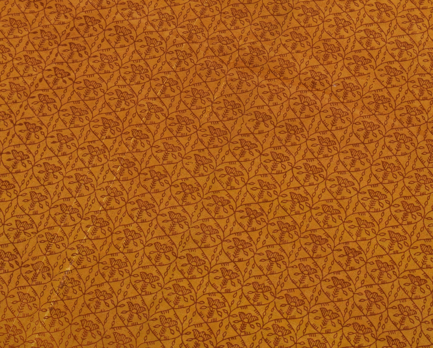 Sushila Vintage Mustard Saree 100% Pure Silk Printed Floral Soft Craft Fabric