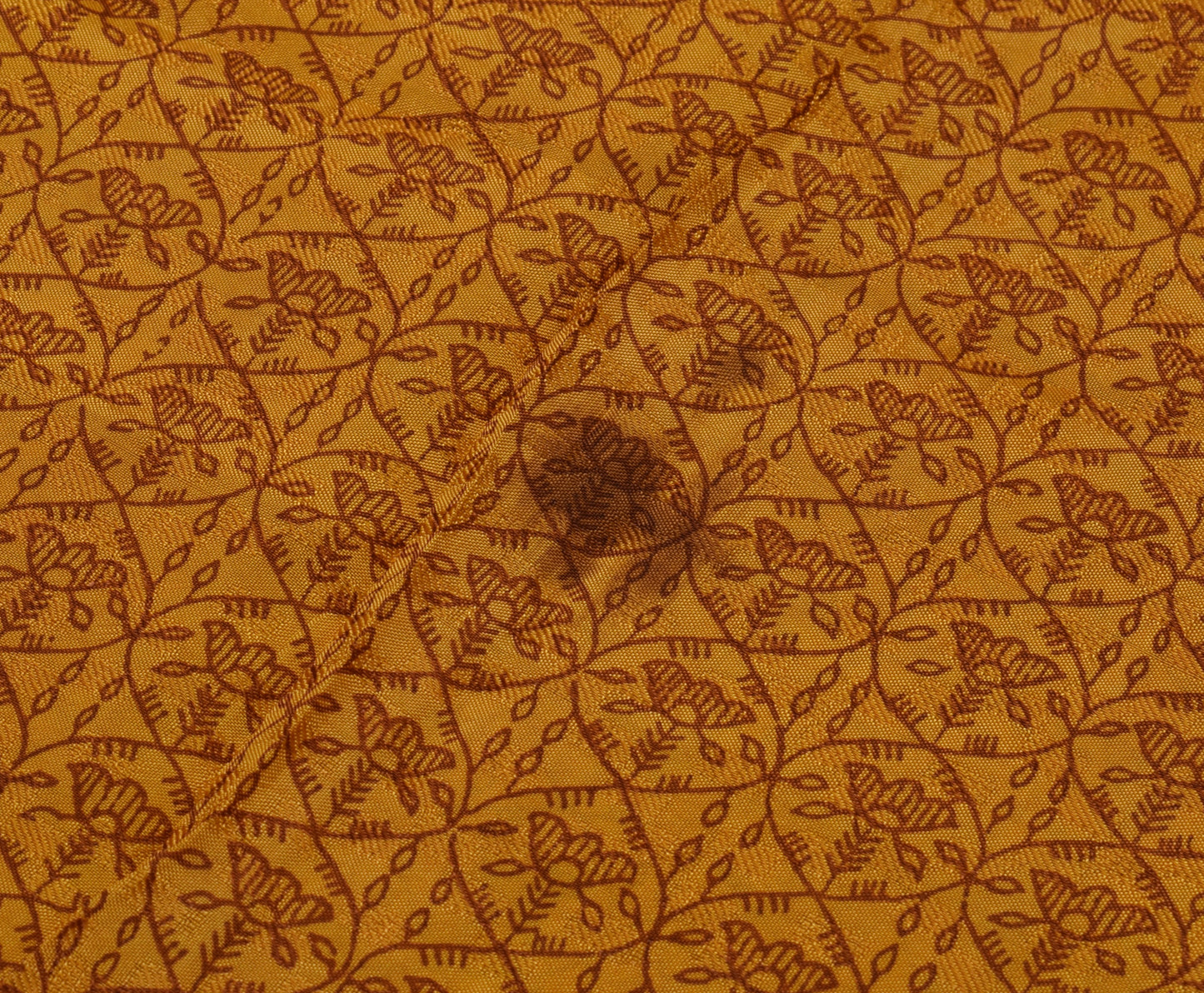 Sushila Vintage Mustard Saree 100% Pure Silk Printed Floral Soft Craft Fabric