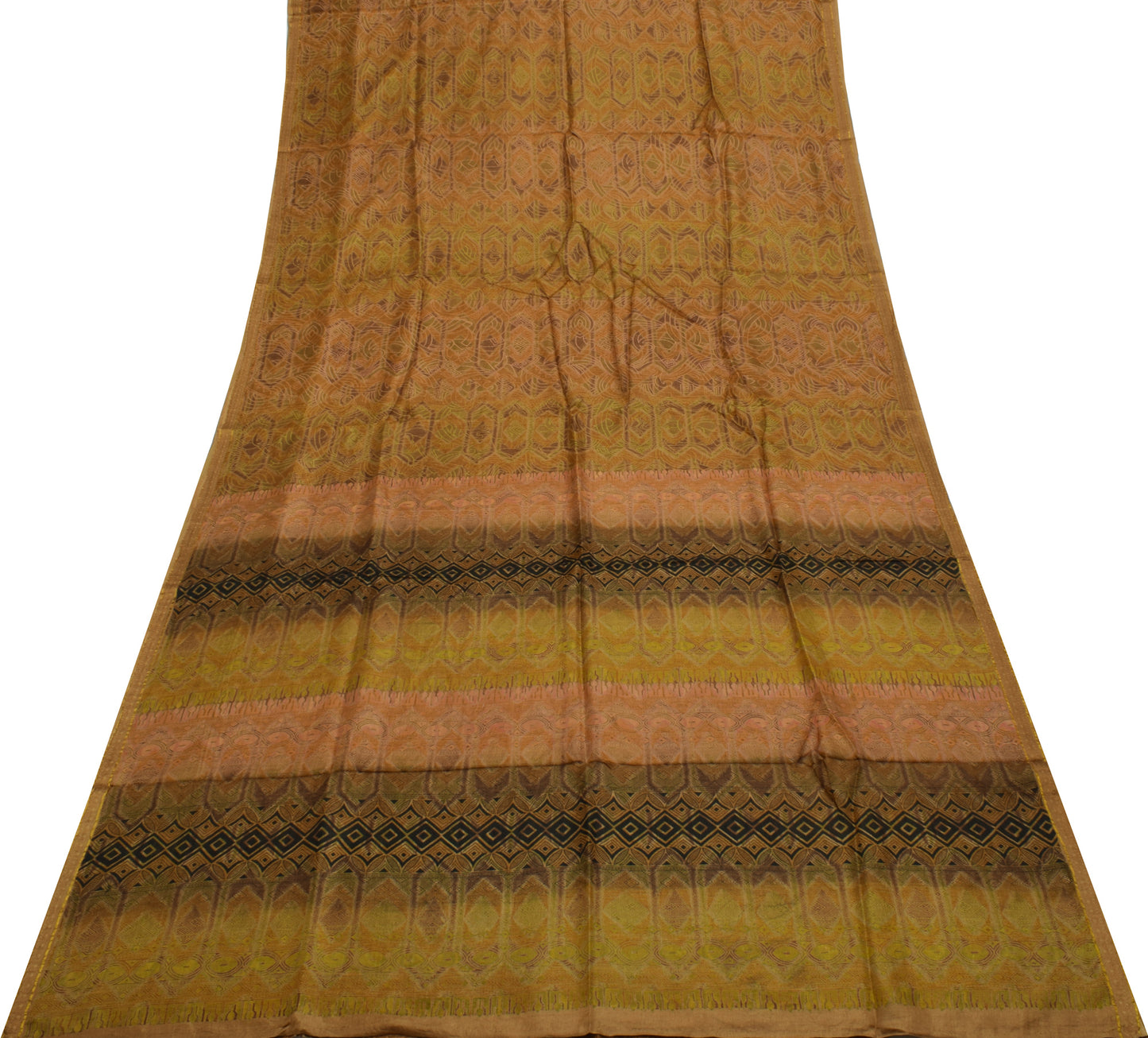 Sushila Vintage Indian Saree 100% Pure Silk Printed Floral Soft Craft Fabric