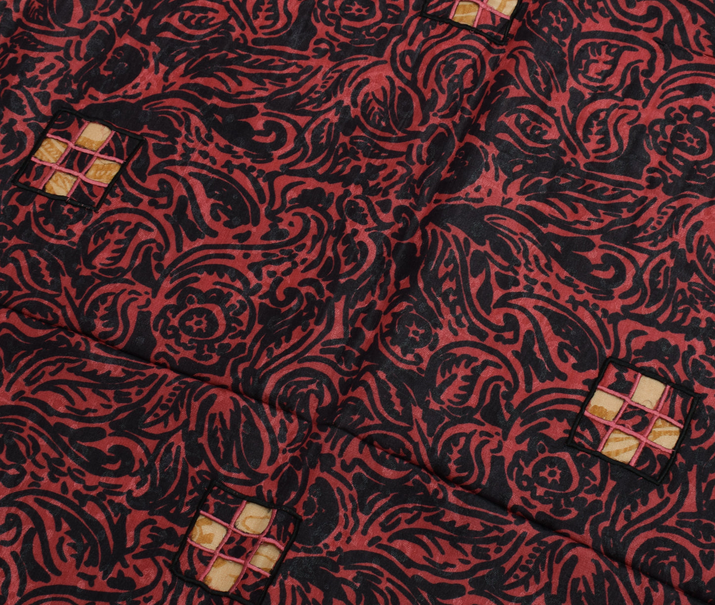 Sushila Vintage Brown Saree 100% Pure Silk Printed Floral Soft Craft Fabric