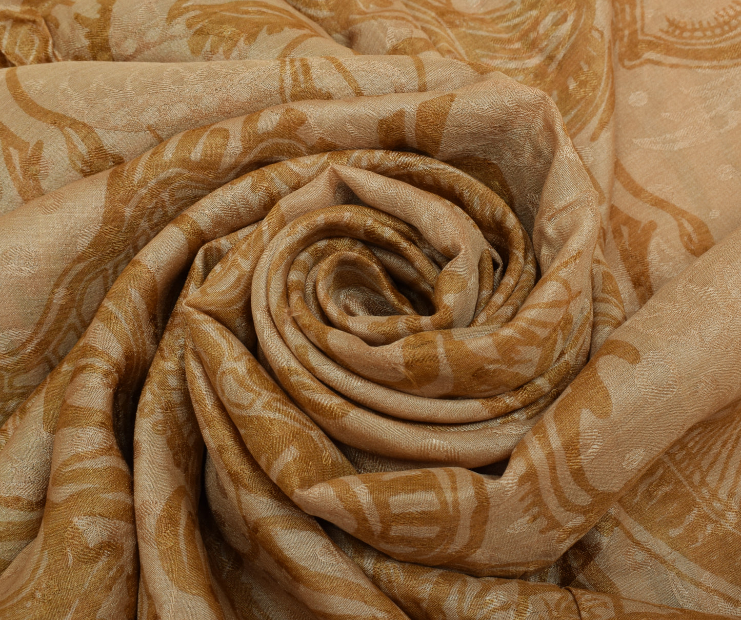 Sushila Vintage Brown Saree 100% Pure Silk Printed Floral Soft Craft Fabric