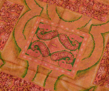 Sushila Vintage Green Saree 100% Pure Silk Printed Paisley Soft Craft Fabric