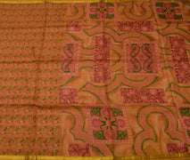 Sushila Vintage Green Saree 100% Pure Silk Printed Paisley Soft Craft Fabric