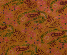 Sushila Vintage Green Saree 100% Pure Silk Printed Paisley Soft Craft Fabric