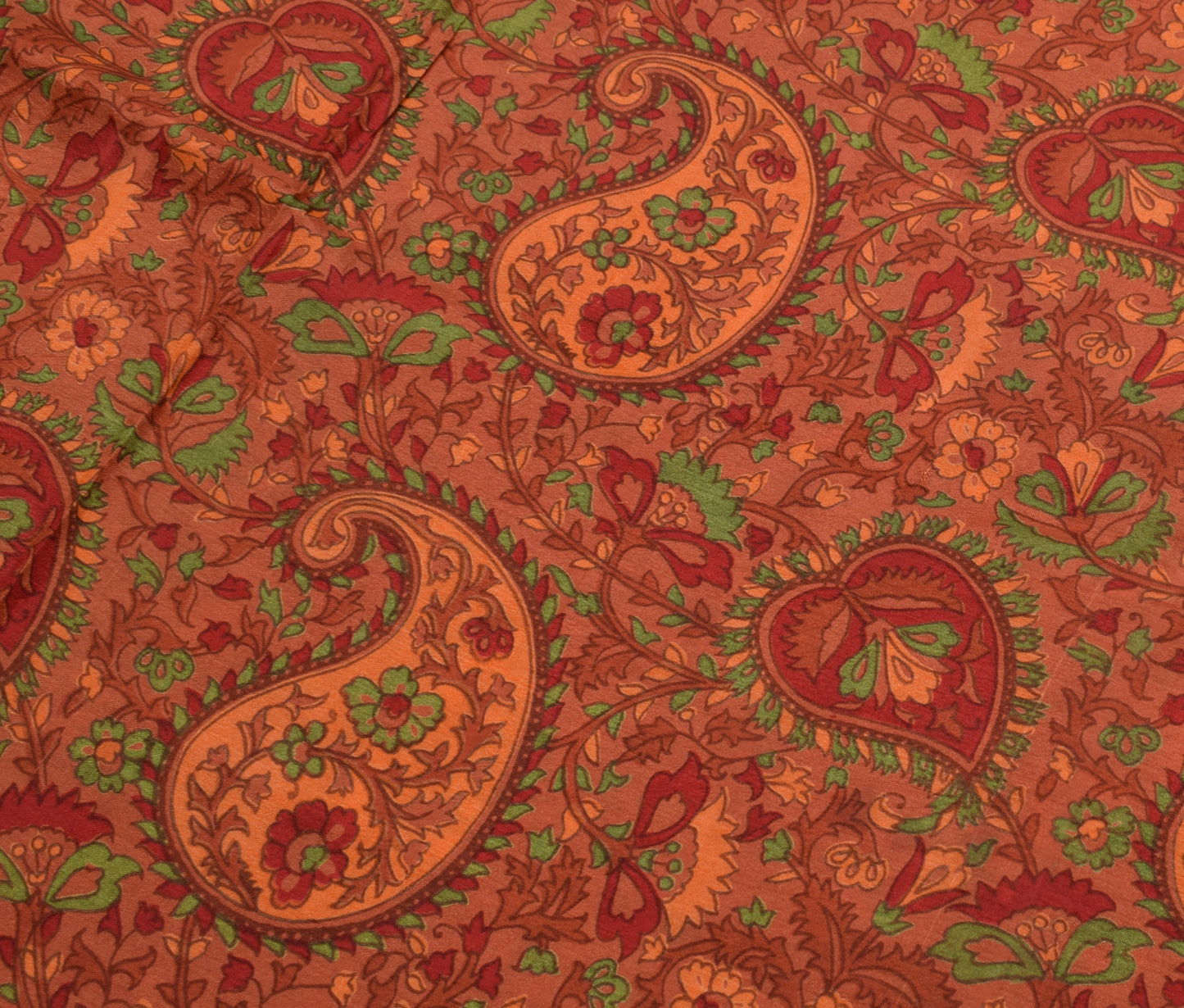Sushila Vintage Indian Saree 100% Pure Silk Printed Paisley Soft Craft Fabric