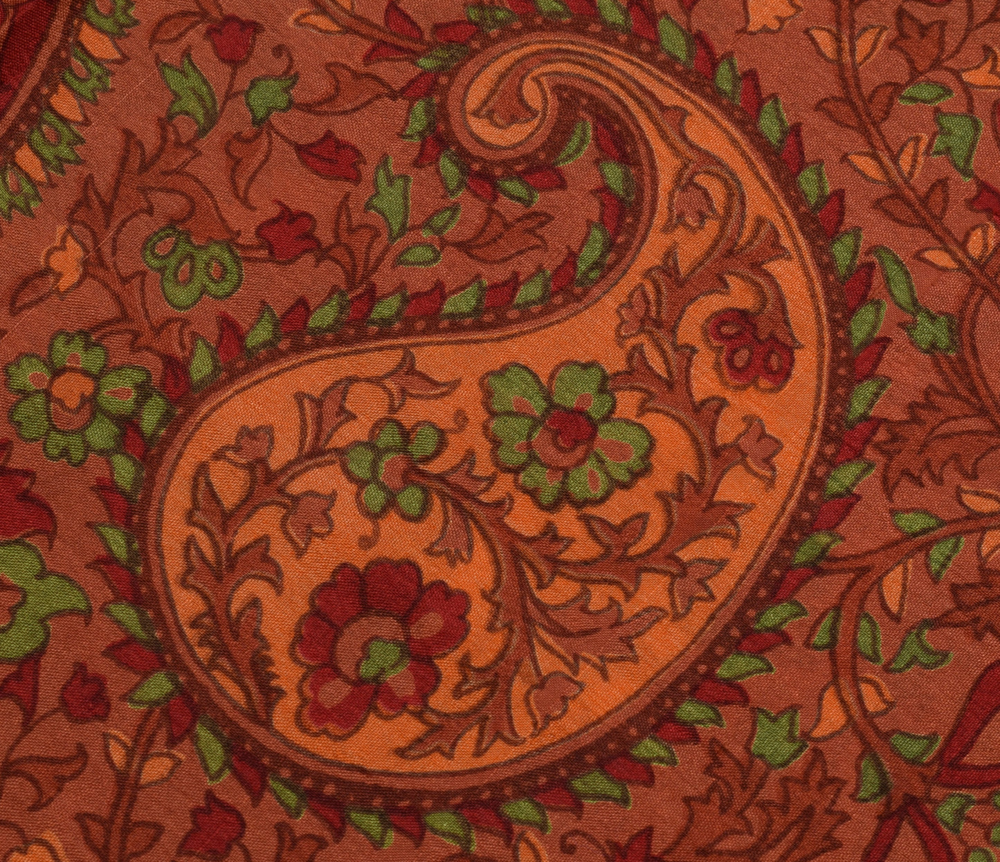Sushila Vintage Indian Saree 100% Pure Silk Printed Paisley Soft Craft Fabric