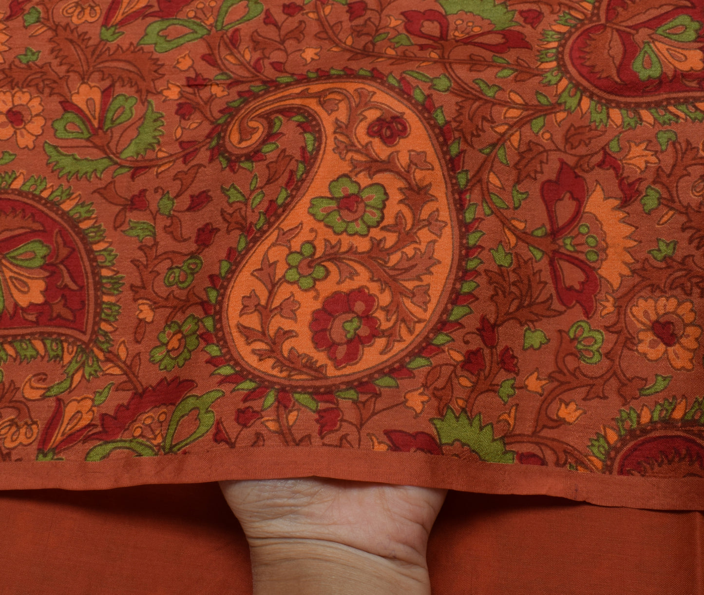 Sushila Vintage Indian Saree 100% Pure Silk Printed Paisley Soft Craft Fabric
