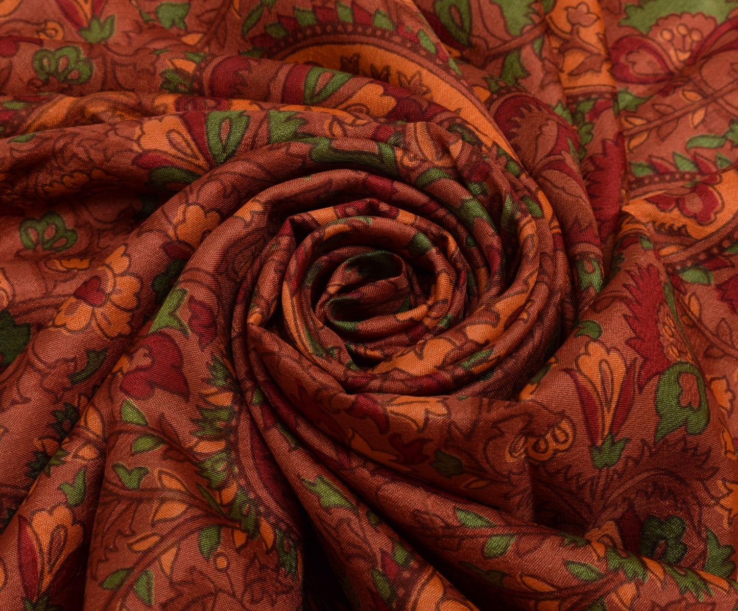 Sushila Vintage Indian Saree 100% Pure Silk Printed Paisley Soft Craft Fabric