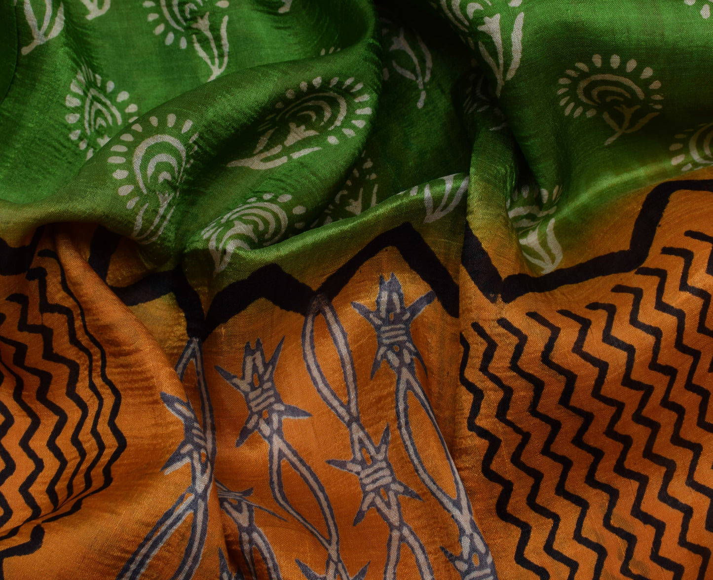 Sushila Vintage Indian Saree 100% Pure Silk Printed Floral Soft Craft Fabric