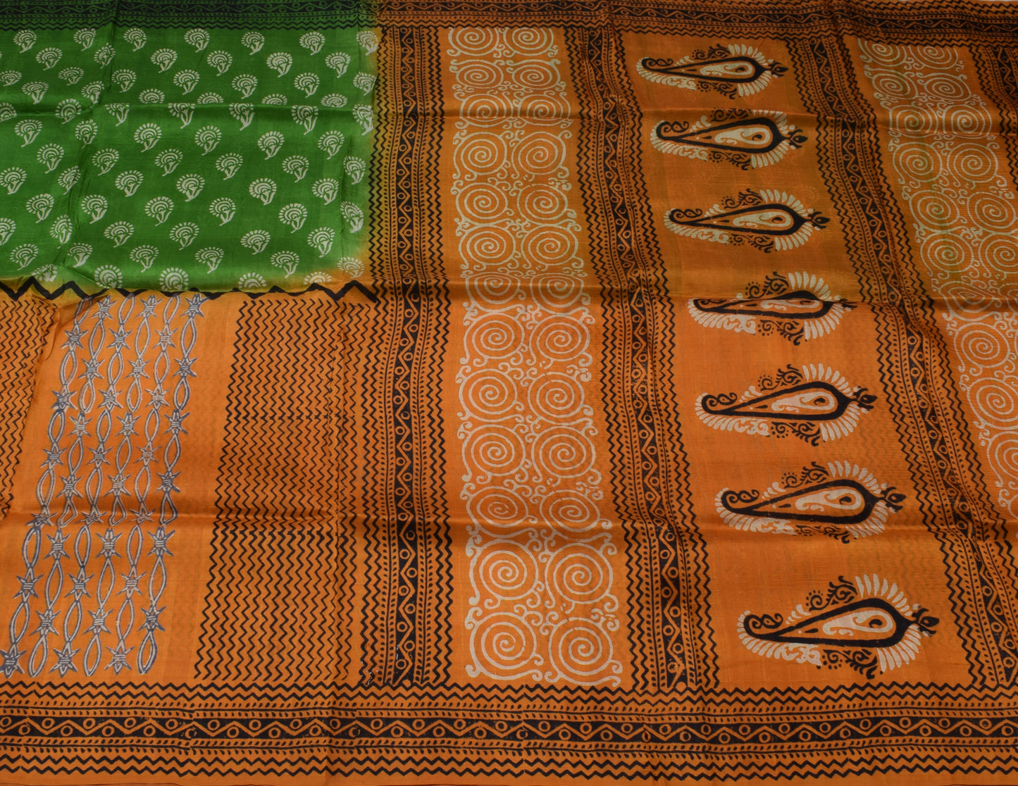 Sushila Vintage Indian Saree 100% Pure Silk Printed Floral Soft Craft Fabric
