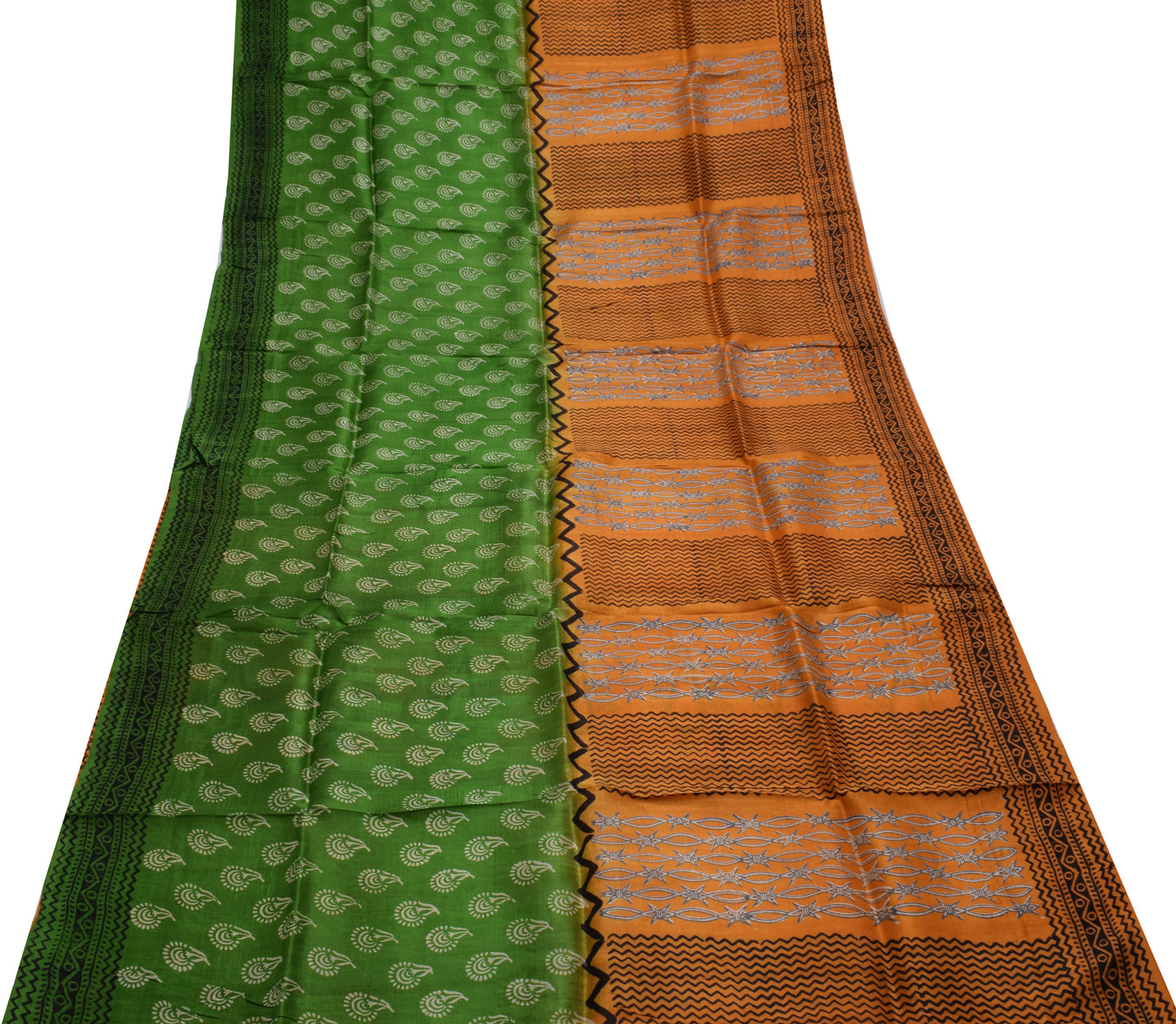 Sushila Vintage Indian Saree 100% Pure Silk Printed Floral Soft Craft Fabric