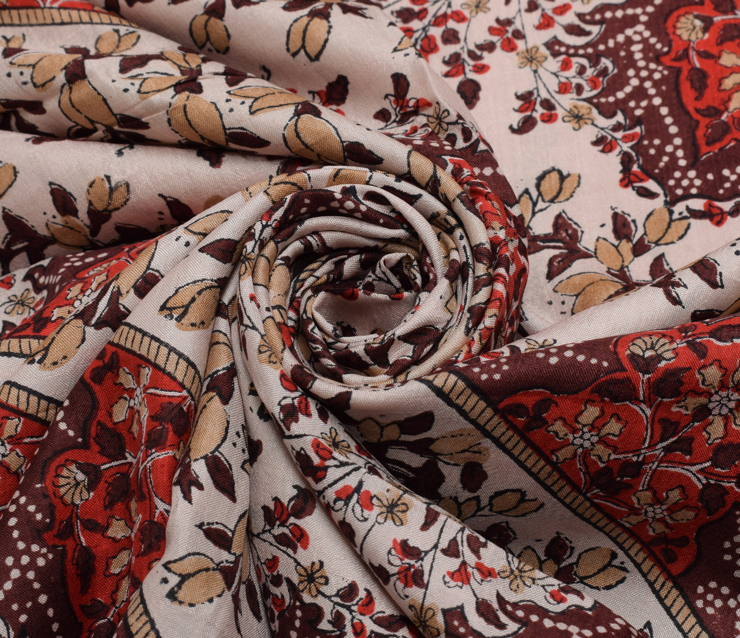 Sushila Vintage Indian Saree 100% Pure Silk Printed Floral Soft Craft Fabric