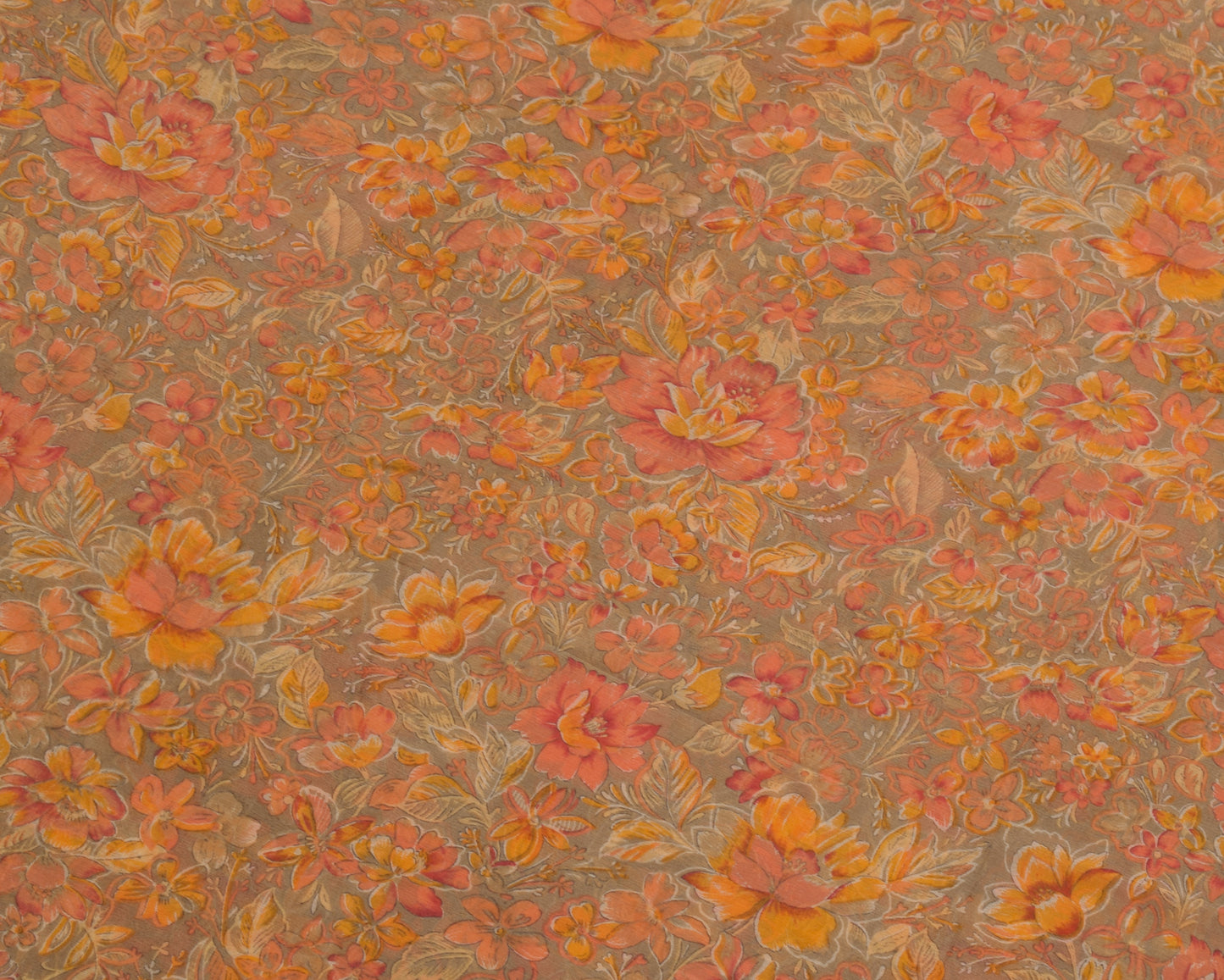 Sushila Vintage Indian Sari Blend Chiffon Silk Printed Floral Soft Craft Fabric
