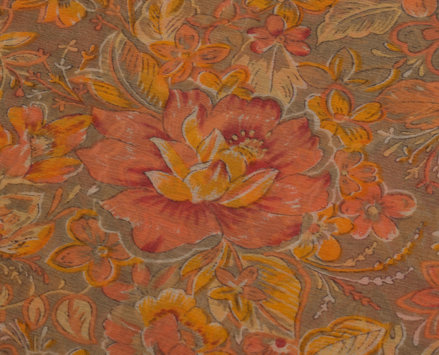 Sushila Vintage Indian Sari Blend Chiffon Silk Printed Floral Soft Craft Fabric