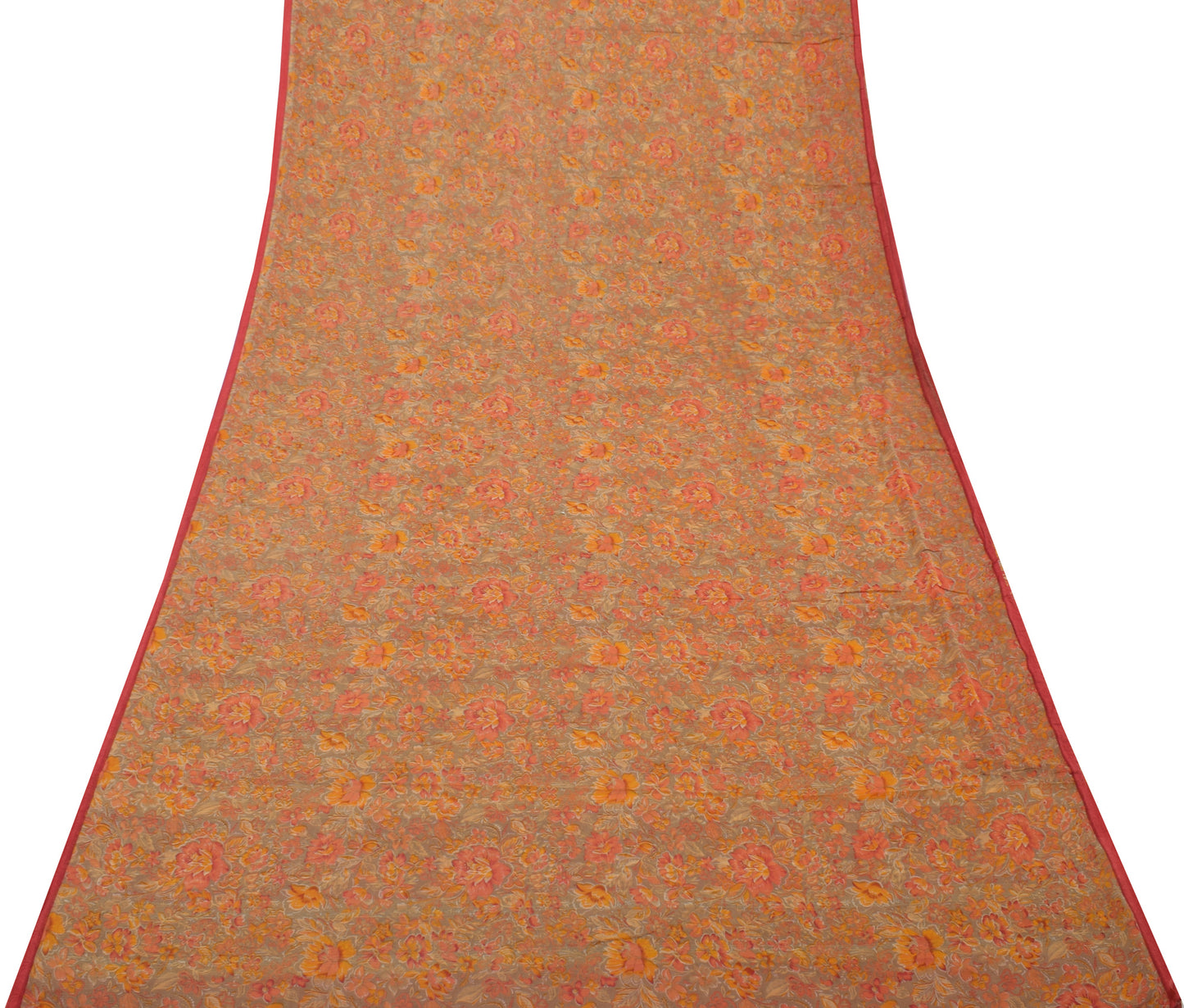 Sushila Vintage Indian Sari Blend Chiffon Silk Printed Floral Soft Craft Fabric