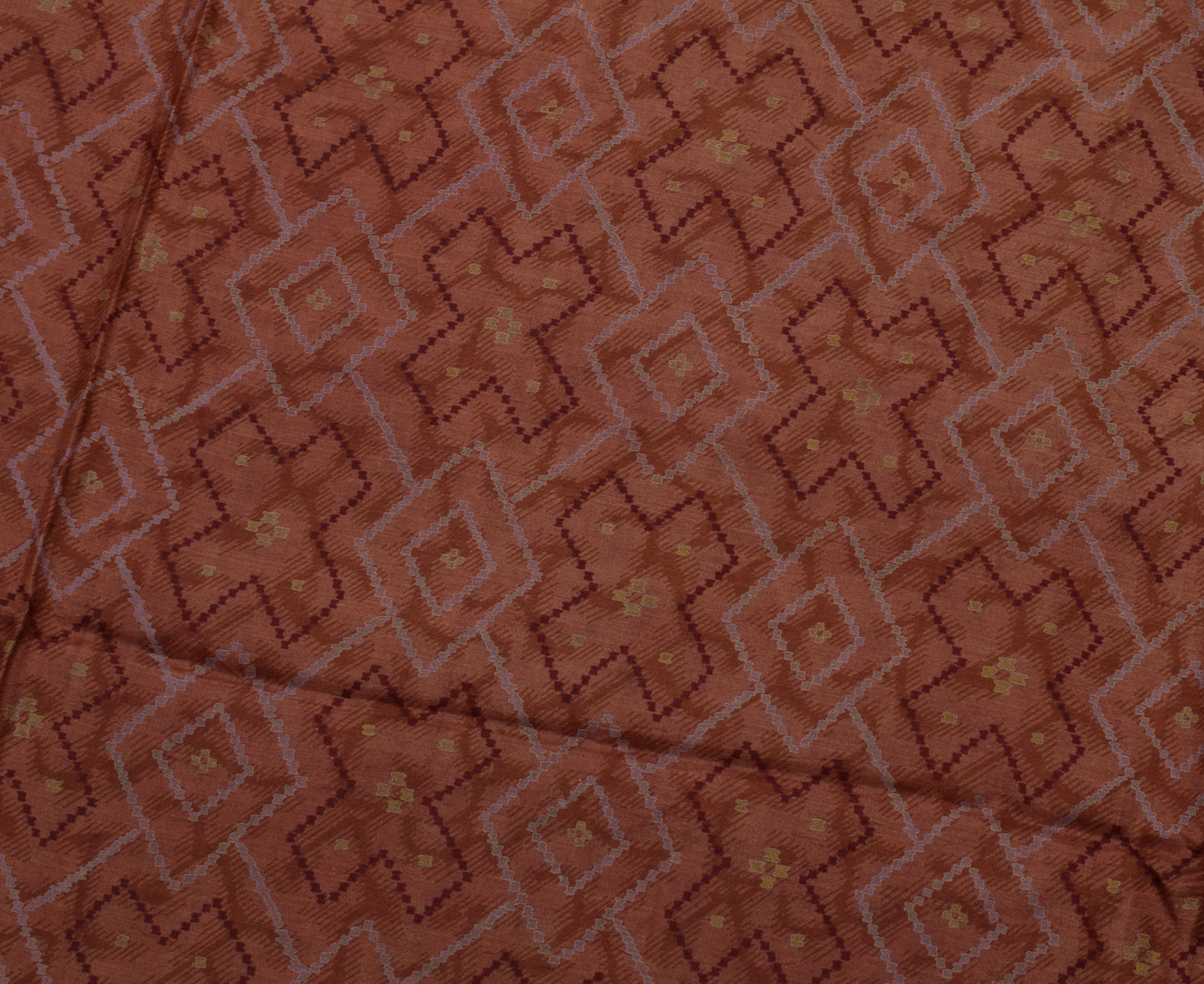 Sushila Vintage Brown Saree 100% Pure Silk Printed 5 Yard Soft Craft Fabric