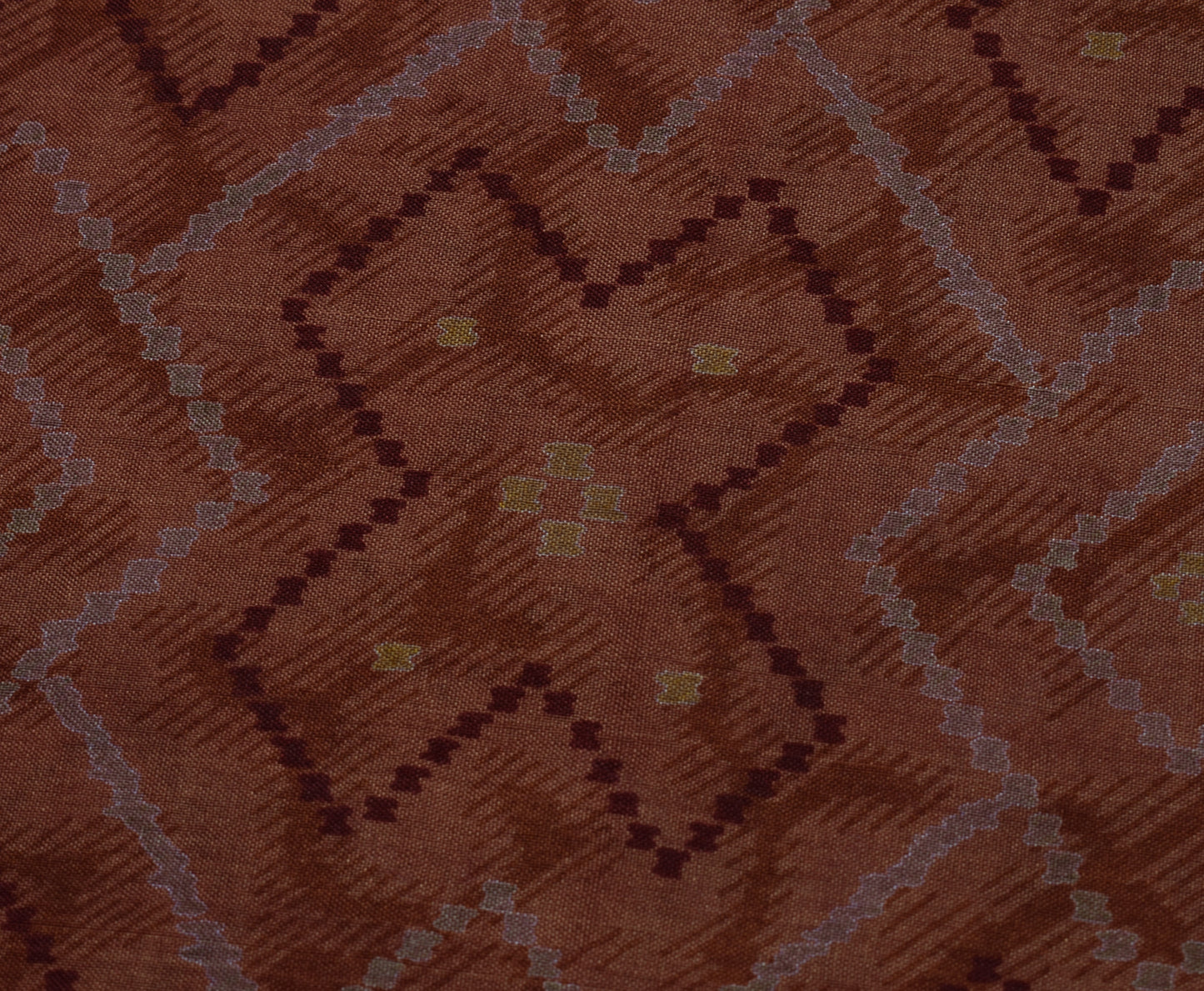 Sushila Vintage Brown Saree 100% Pure Silk Printed 5 Yard Soft Craft Fabric