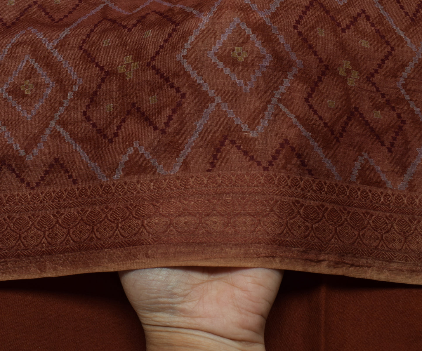 Sushila Vintage Brown Saree 100% Pure Silk Printed 5 Yard Soft Craft Fabric