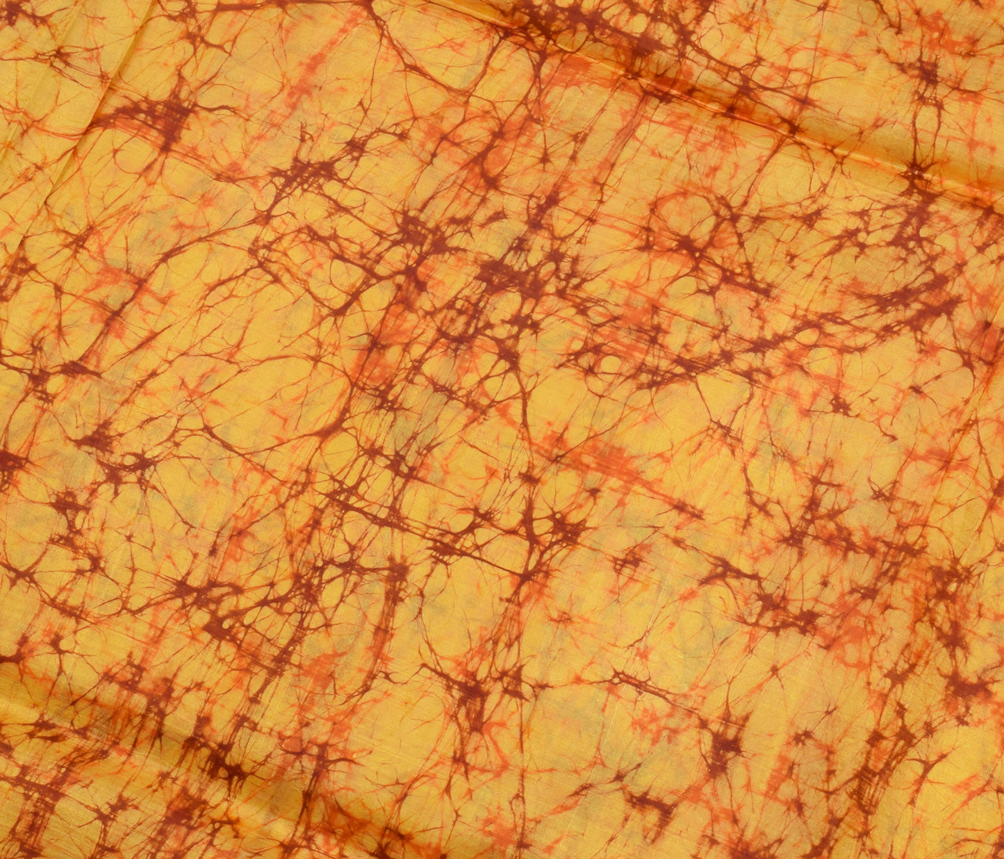 Sushila Vintage Yellow Saree 100% Pure Silk Batik Printed Soft Craft Fabric