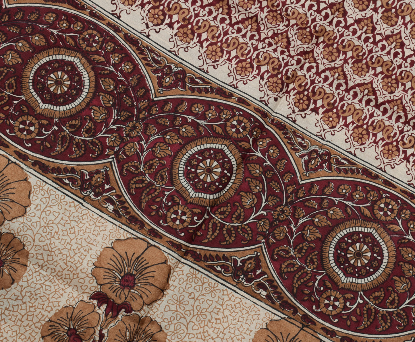 Sushila Vintage Indian Saree 100% Pure Silk Printed Floral Soft Craft Fabric