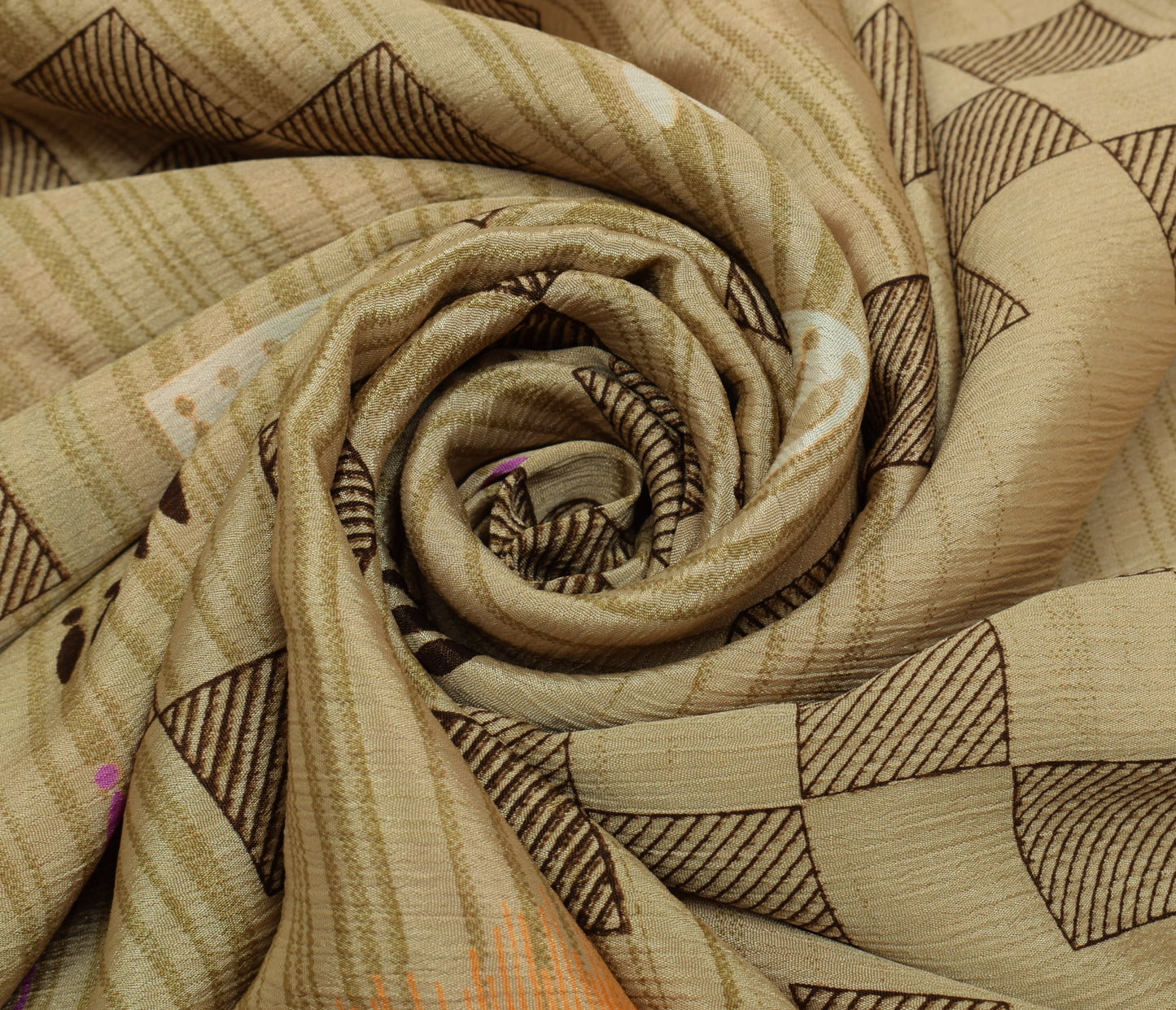 Sushila Vintage Brown Saree Blend Silk Printed Elephant Soft Craft Sari Fabric