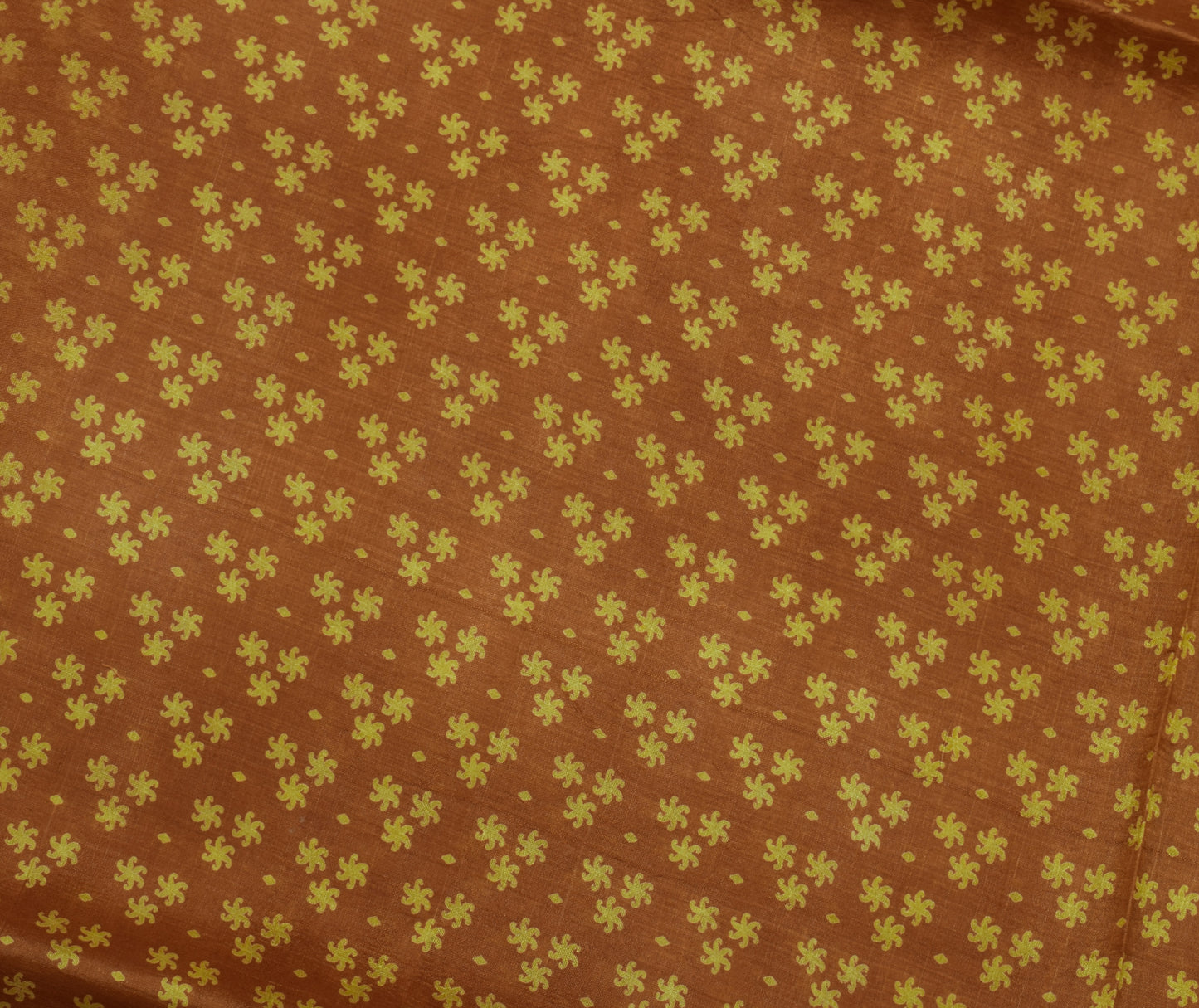 Sushila Vintage Brown Saree 100% Pure Silk Printed Floral Soft Craft Fabric