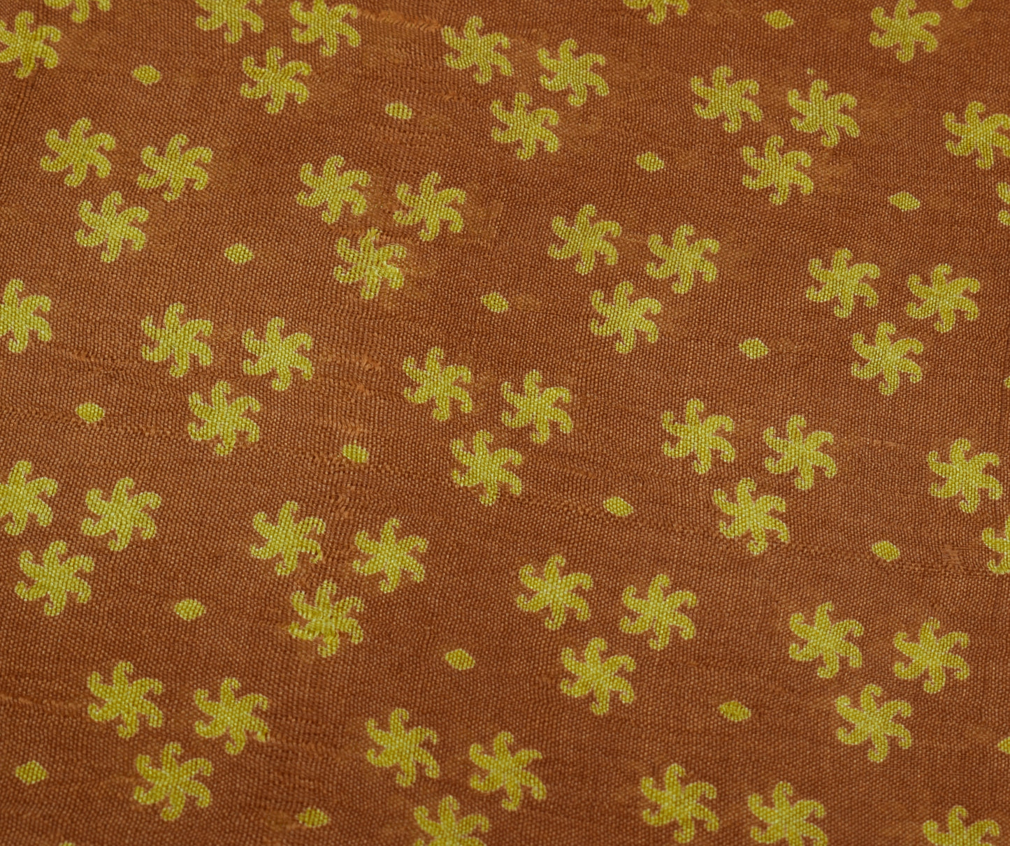 Sushila Vintage Brown Saree 100% Pure Silk Printed Floral Soft Craft Fabric