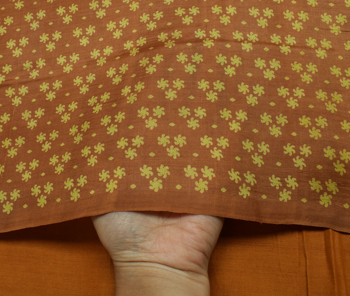 Sushila Vintage Brown Saree 100% Pure Silk Printed Floral Soft Craft Fabric