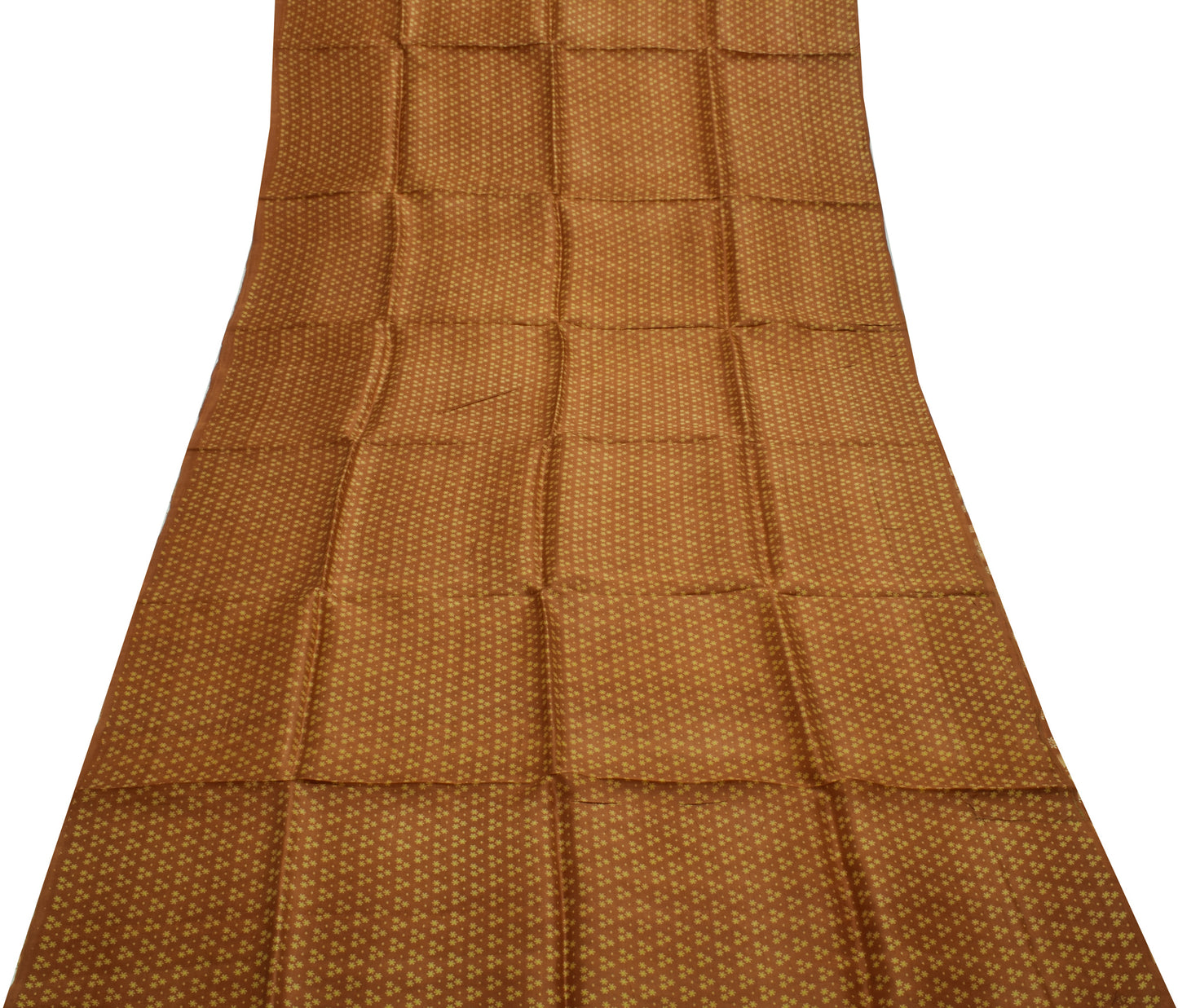 Sushila Vintage Brown Saree 100% Pure Silk Printed Floral Soft Craft Fabric