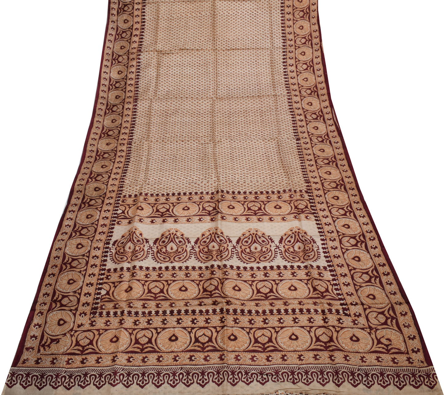 Sushila Vintage Indian Saree 100% Pure Silk Printed Floral Soft Craft Fabric