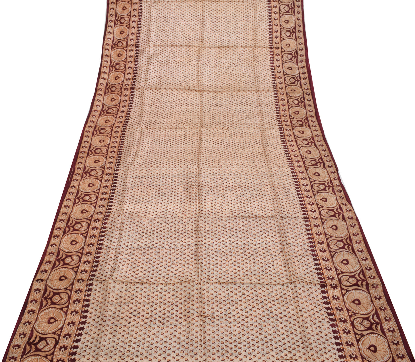 Sushila Vintage Indian Saree 100% Pure Silk Printed Floral Soft Craft Fabric