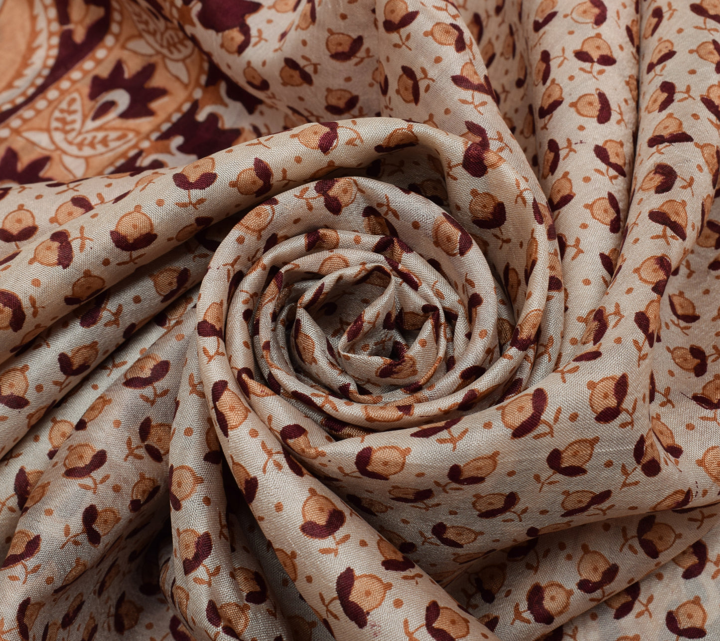 Sushila Vintage Indian Saree 100% Pure Silk Printed Floral Soft Craft Fabric