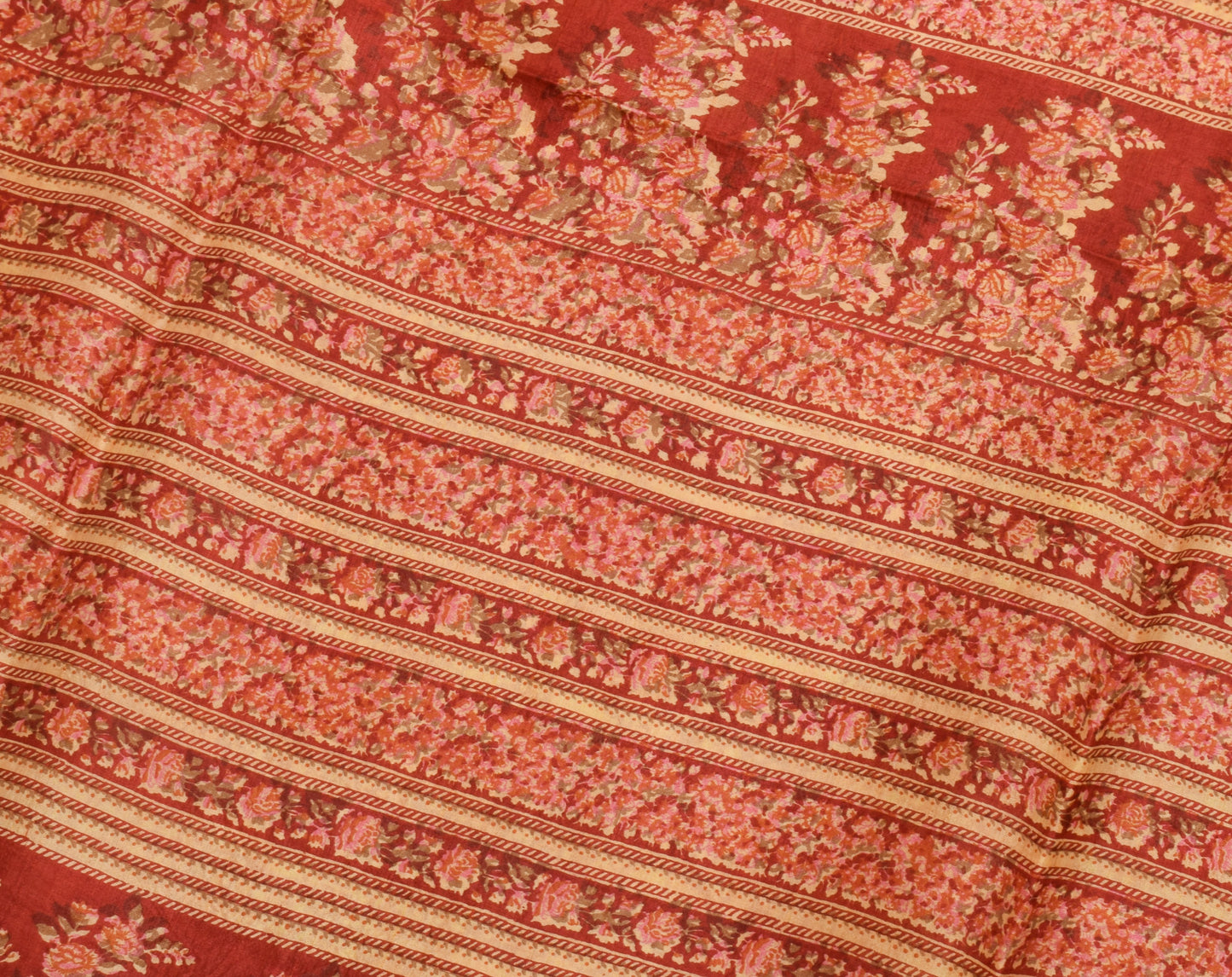 Sushila Vintage Indian Saree 100% Pure Silk Printed 5 YD Soft Craft Fabric