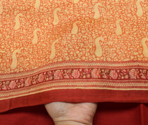Sushila Vintage Indian Saree 100% Pure Silk Printed 5 YD Soft Craft Fabric
