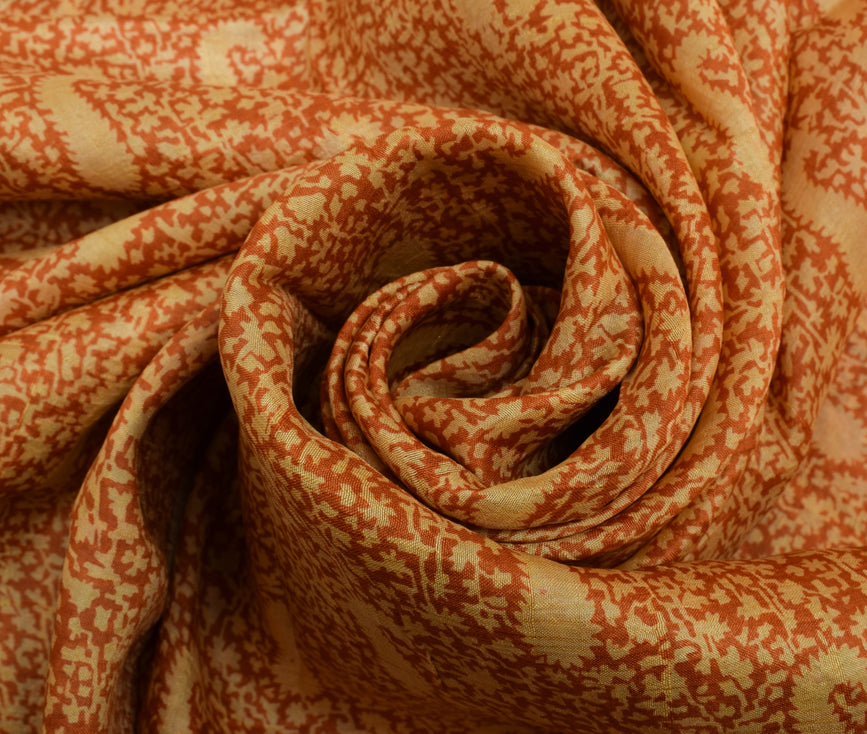 Sushila Vintage Indian Saree 100% Pure Silk Printed 5 YD Soft Craft Fabric