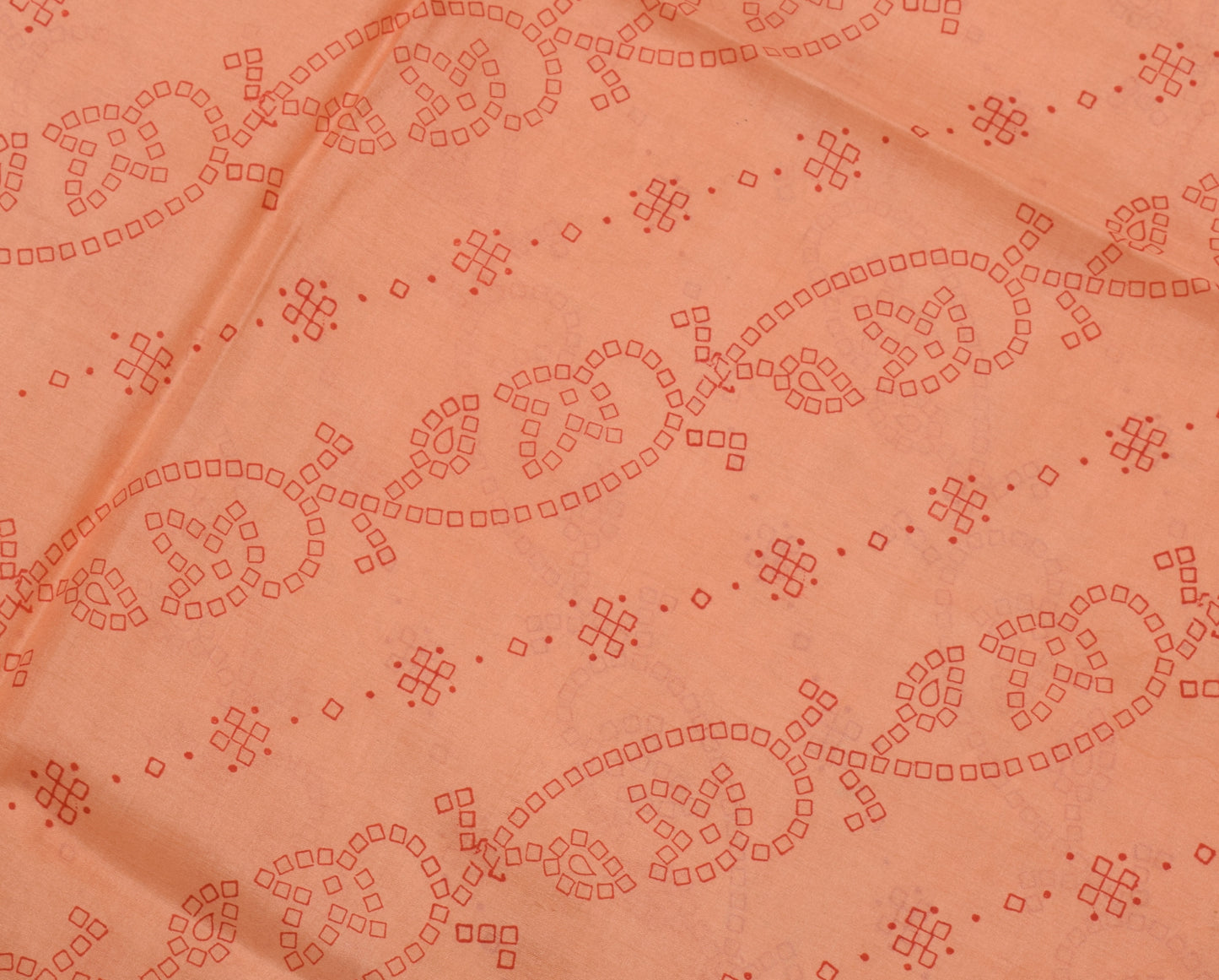 Sushila Vintage Peach Indian Saree 100% Pure Silk Printed Soft Craft Fabric
