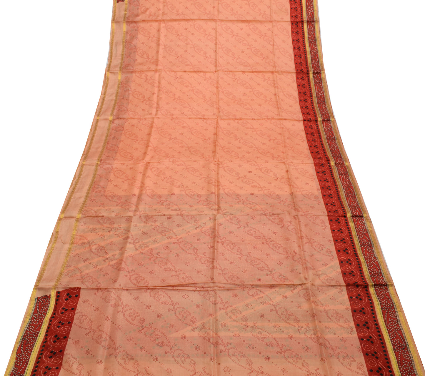 Sushila Vintage Peach Indian Saree 100% Pure Silk Printed Soft Craft Fabric