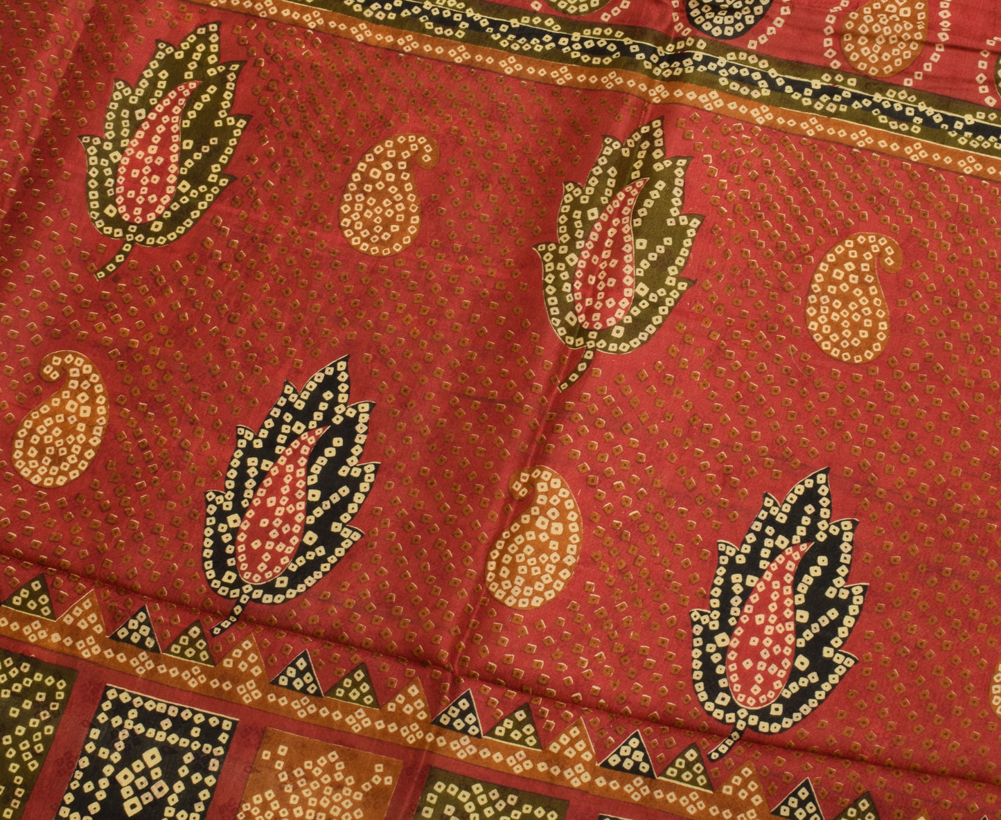Sushila Vintage Beige Indian Saree 100% Pure Silk Printed Soft Craft Fabric