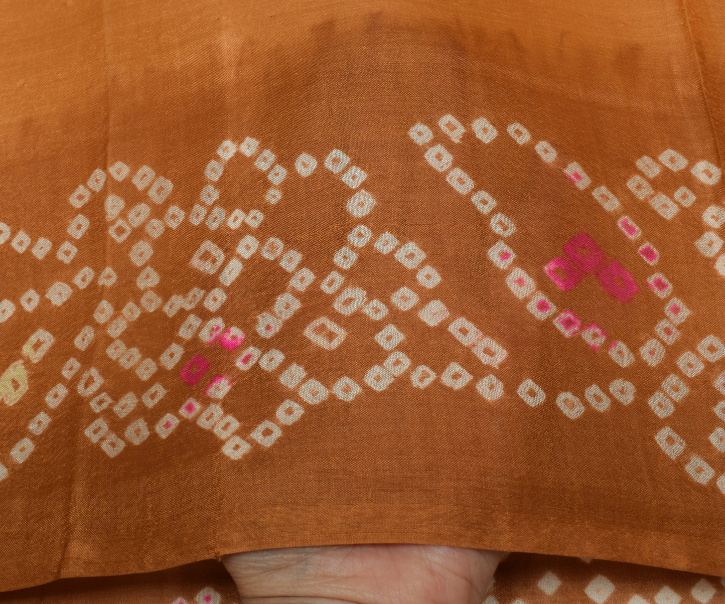 Sushila Vintage Brown Saree 100% Pure Silk Bandhani Printed Soft Craft Fabric