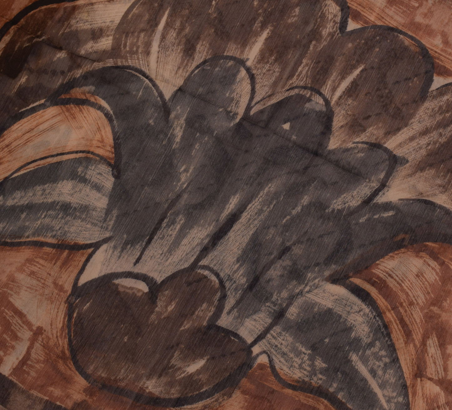 Sushila Vintage Brown Saree Blend Chiffon Silk Printed Soft Craft 5 Yard Fabric