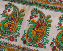 Sushila Vintage Indian Saree 100% Pure Silk Hand Block Printed Soft Craft Fabric