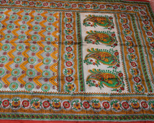 Sushila Vintage Indian Saree 100% Pure Silk Hand Block Printed Soft Craft Fabric