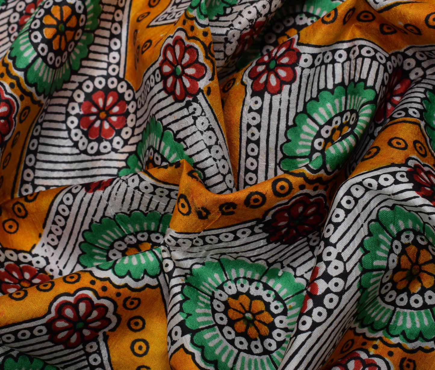 Sushila Vintage Indian Saree 100% Pure Silk Hand Block Printed Soft Craft Fabric